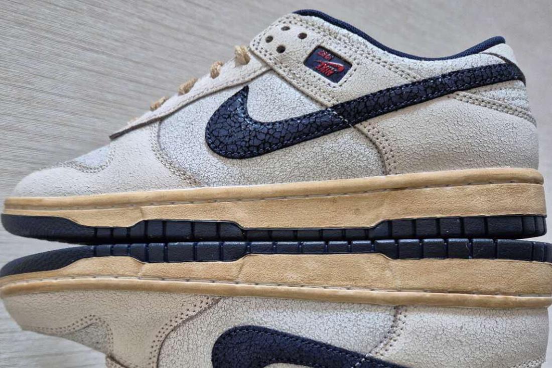 stranger things nike dunk low sneaker sitting on mirror
