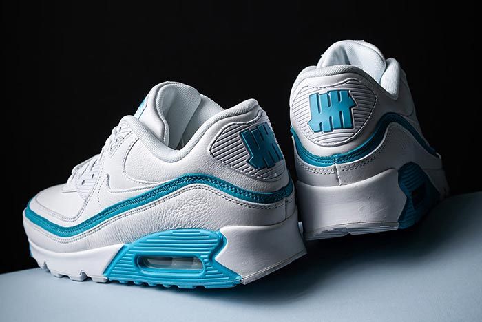 Undefeated Nike Air Max 90 White Blue Heel Shot