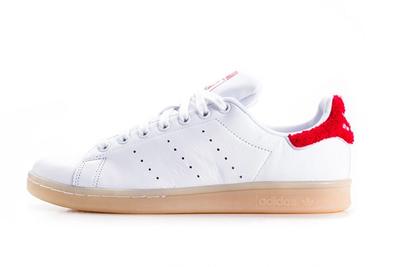 Adidas Stan Smith Fuzzy Heel White Red Womens 4