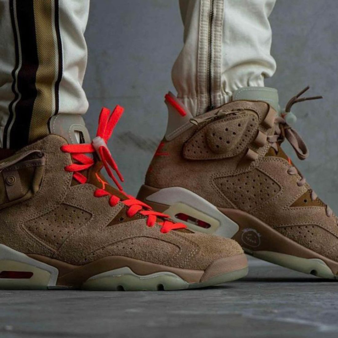 On-Foot Look: Travis Scott x Air Jordan 6 'British Khaki' Up Close -  Sneaker Freaker