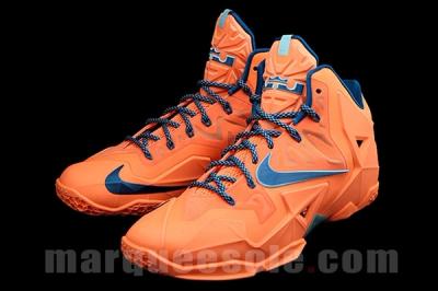 Nike Le Bron 11 Orange Navy Side