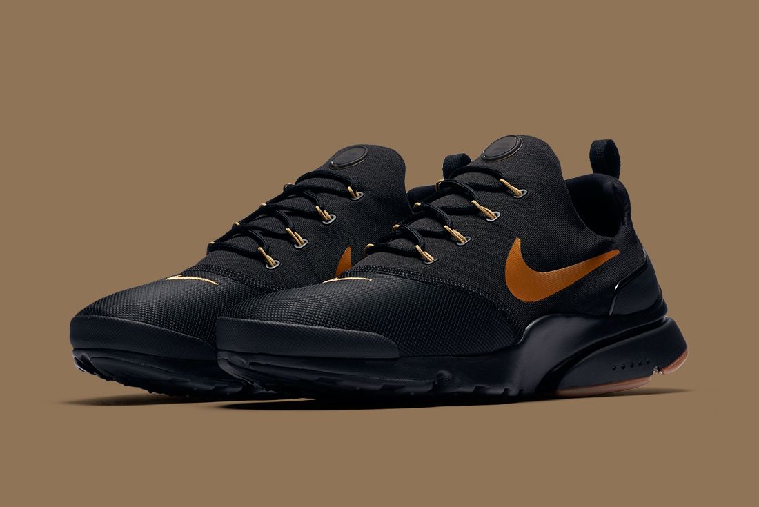 Nike presto fly black gold best sale