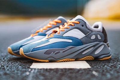 Adidas Yeezy Boost 700 Teal Blue On Foot Left 3
