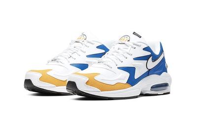 Nike Air Max 2 Light Premium University Gold Game Royal Golden State Warriors Front Angle