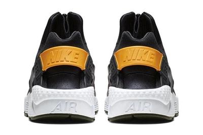 Nike Air Huarache Run Ext Zip Black Gold Ci0009 001 Heel Shot