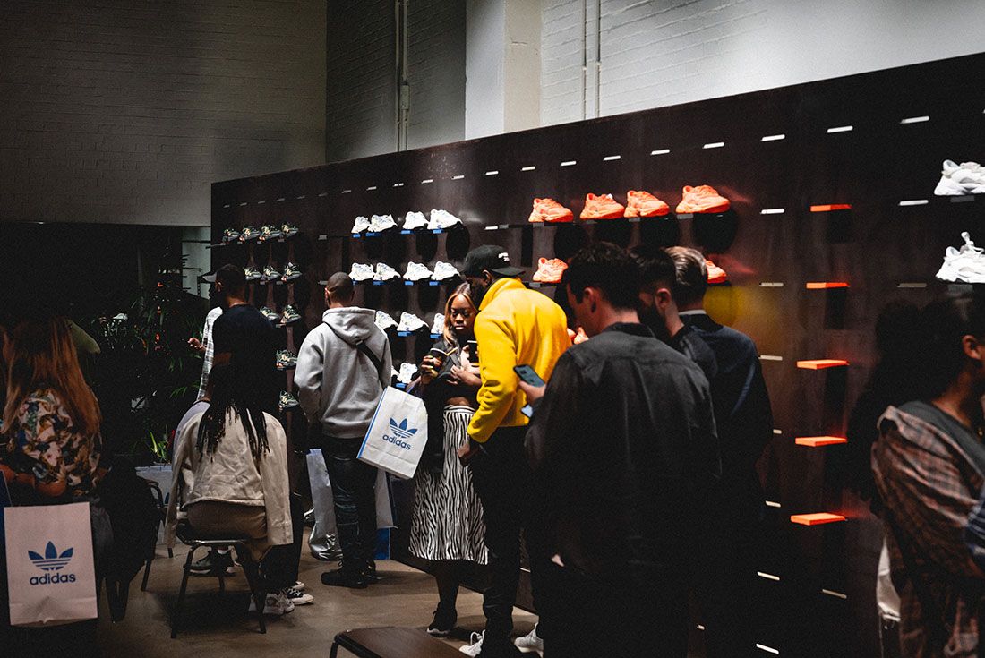 Adidas Ozweego 2019 Sneaker Freaker London Launch Crowd Shot Sneaker Display1