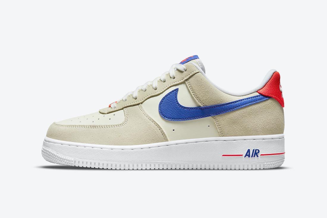 red white and blue high top air force ones