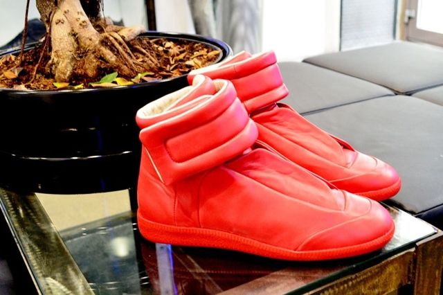 maison martin margiela red high top