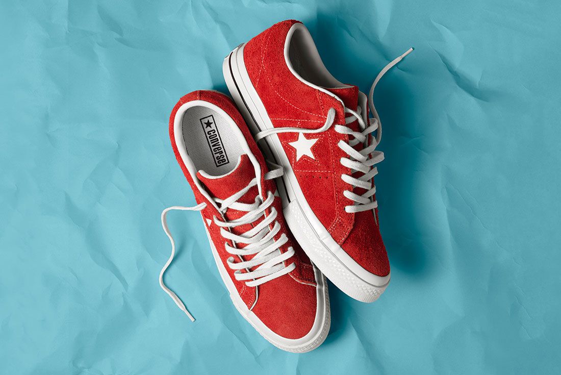 Converse one star premium suede low top red on sale