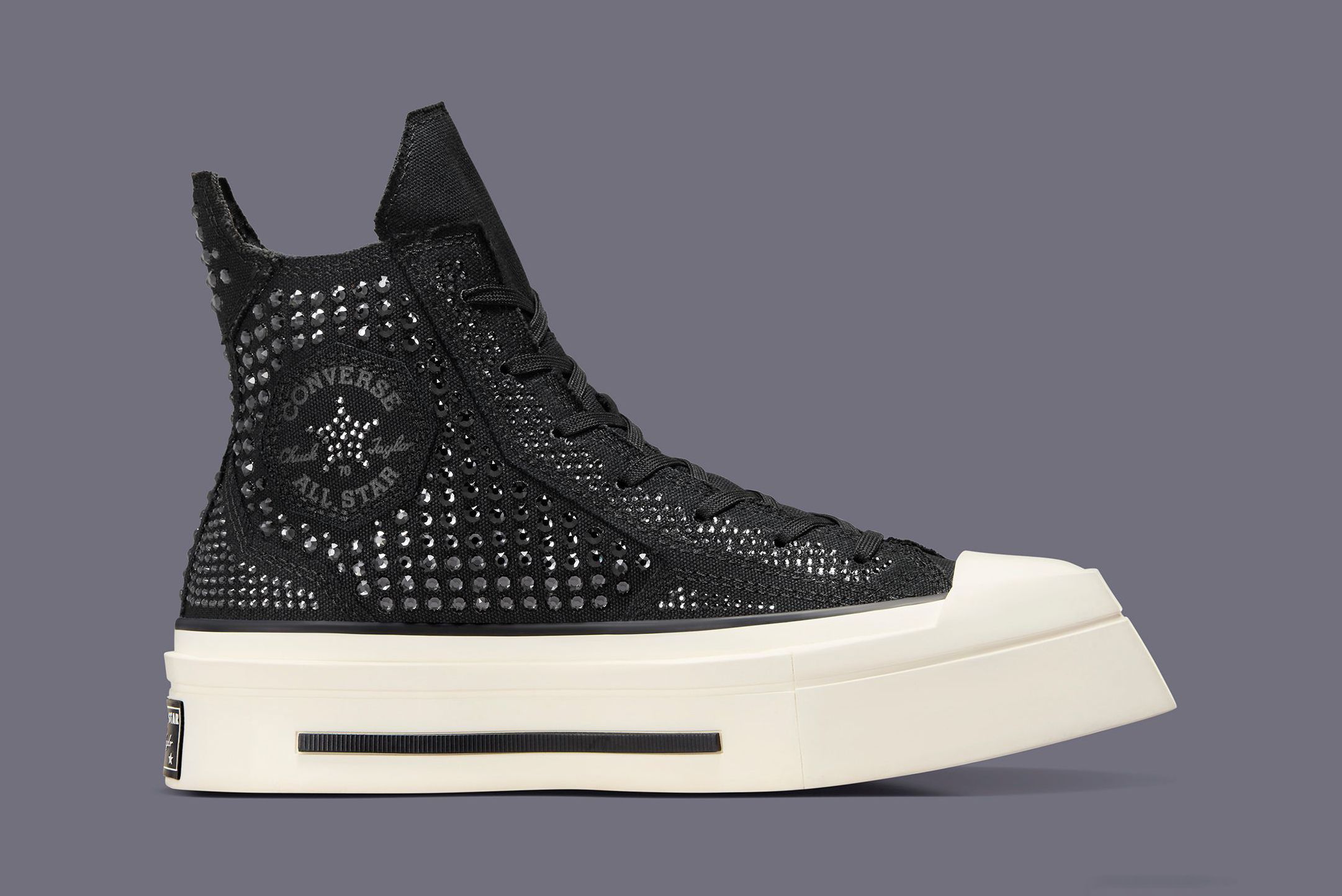 Converse Chuck 70 De Luxe Squared Swarovski Crystals Black White Sneakers Footwear