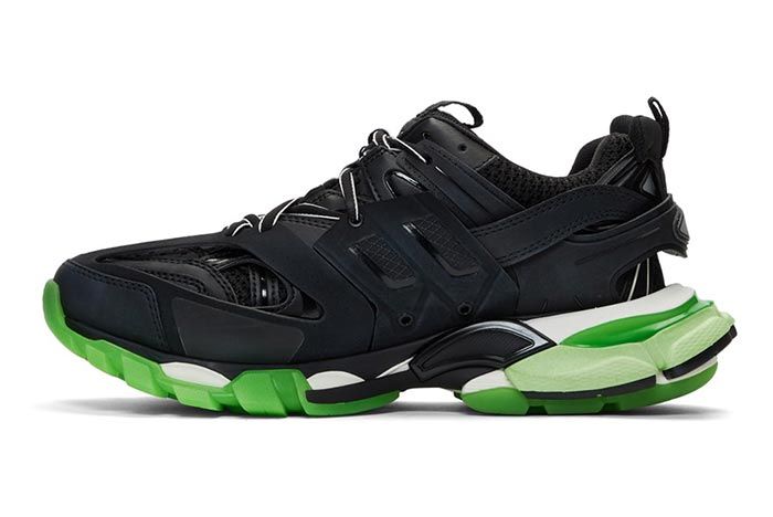 Balenciaga Track Sneaker Black Neon Green Medial Side Shot
