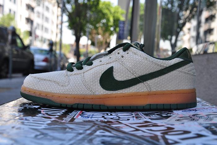 White and green Nike sneaker weed shoe