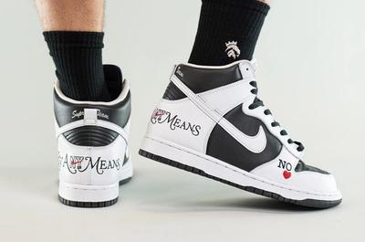 Supreme x Nike SB Dunk High 'By Any Means' Black/White