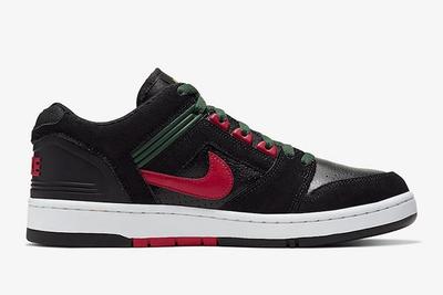 Nike Sb Air Force 2 Low Black Deep Forest Gym Red Ao0300 002 Medial
