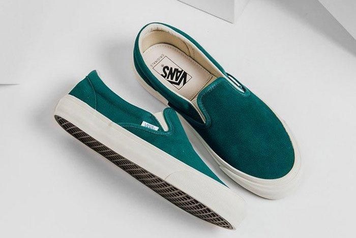 turquoise vans slip on