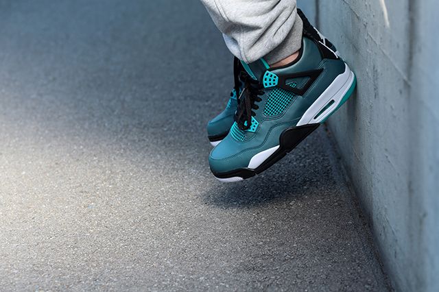 jordan 4 teal on feet