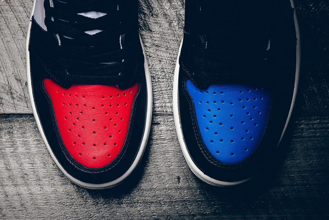 one red one blue jordan 1