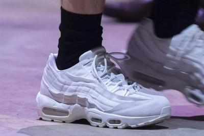 Comme Des Garcons Nike Air Max 95 White Lateral On Foot Side Shot