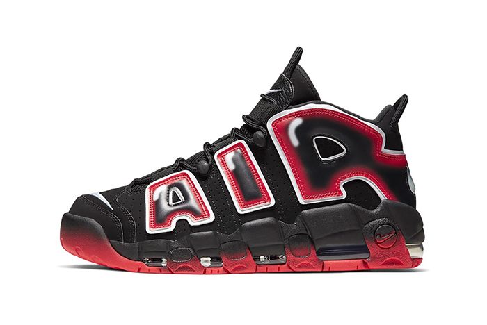 Nike Air More Uptempo Black Red Lateral