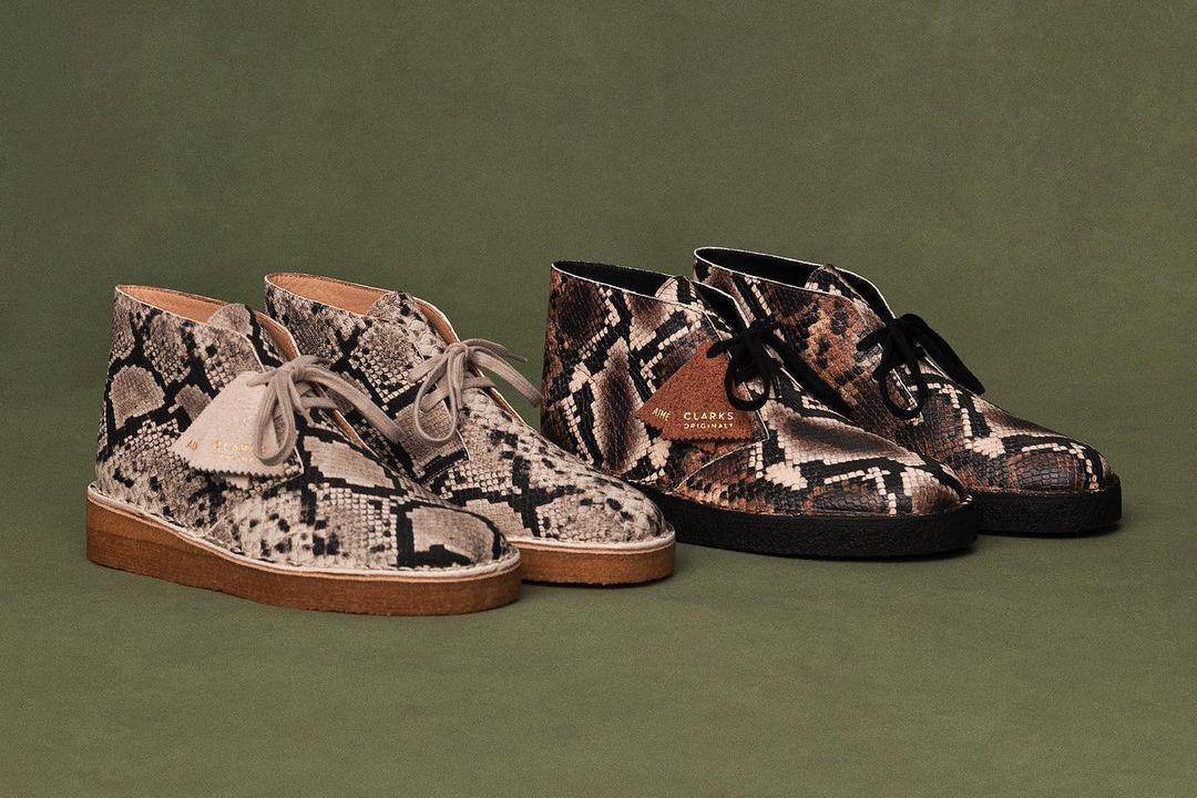 21FW Clarks×Aime Leon Dore Brown Snake Clark's x Aime Leon Dore Snakeskin wallabee Like | Depop