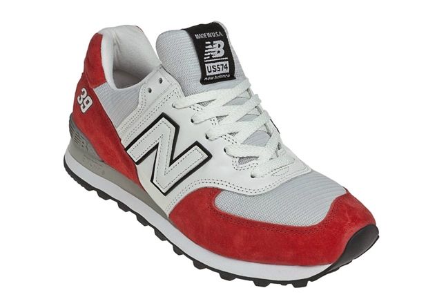 New Balance Race Inspired 574 Red And Grey Angle 1