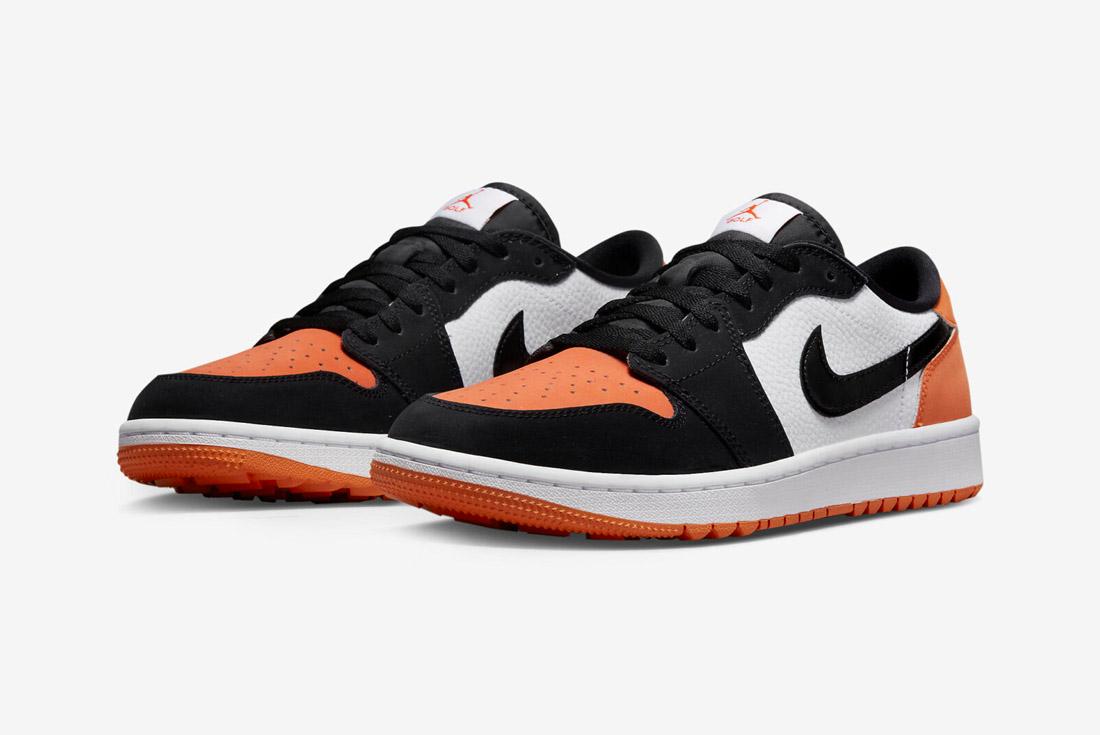 Orange black and white Air Jordan 1 Golf sneakers