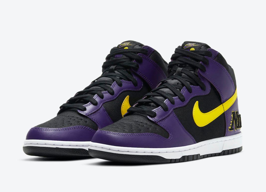 Nike Dunk High EMB 'Lakers' official shots