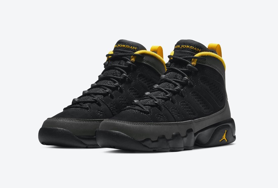 black and gold jordan 9