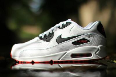 Nike Air Max 90 Leather Black White Red 3