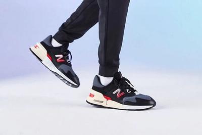 New Balance 997S Black With Red On Foot3