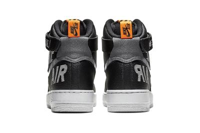Nike Air Force 1 High Black Grey Orange Cq0449 001 Release Date Heel