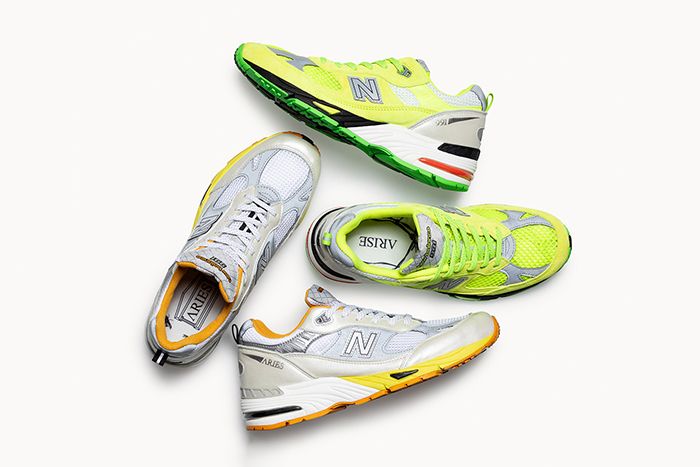 Aries New Balance 991 Neon Yellow Silver Orange Release Date Group