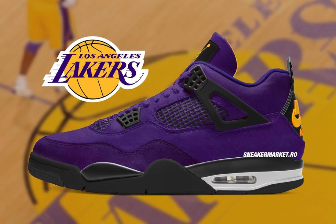 air jordan 4 imperial purple lakers background