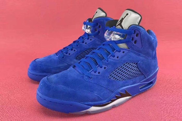 Air Jordan 5 Premium Triple Black Blue Suede Sb Roscoff