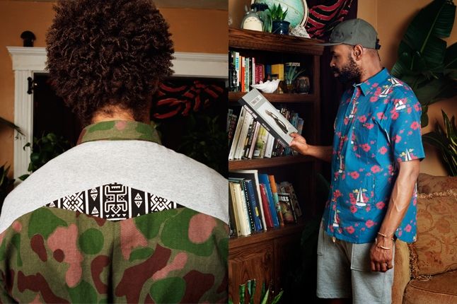 Bodega Ss13 Lookbook Split Camo Shirt Blue Shirt 1