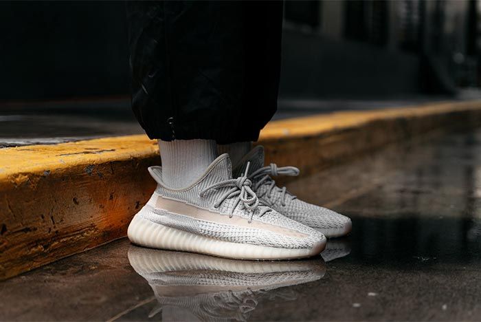 Adidas Yeezy Boost 350 V2 Reflective Lundmark On Foot Lateral Side Shot