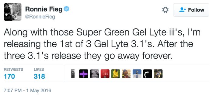 Ronnie Fieg Confirms Super Green Gel Lyte Iii And More For 20164
