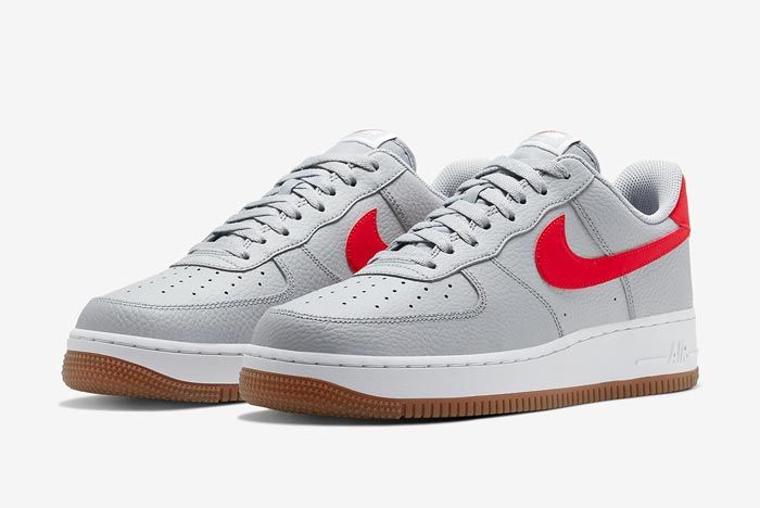 Nike Air Force 1 Wolf Grey University Red Pair