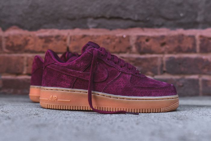 purple and brown air force ones