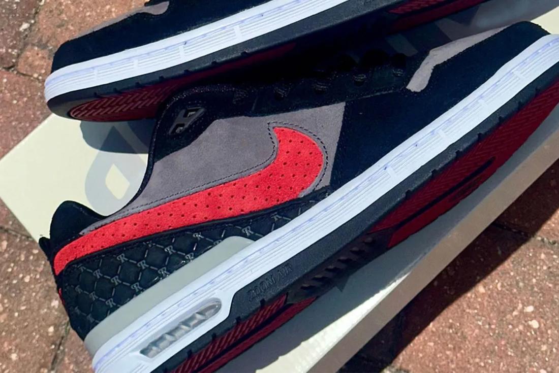 nike sb p-rod 1 bred sneaker sitting on asphalt surface