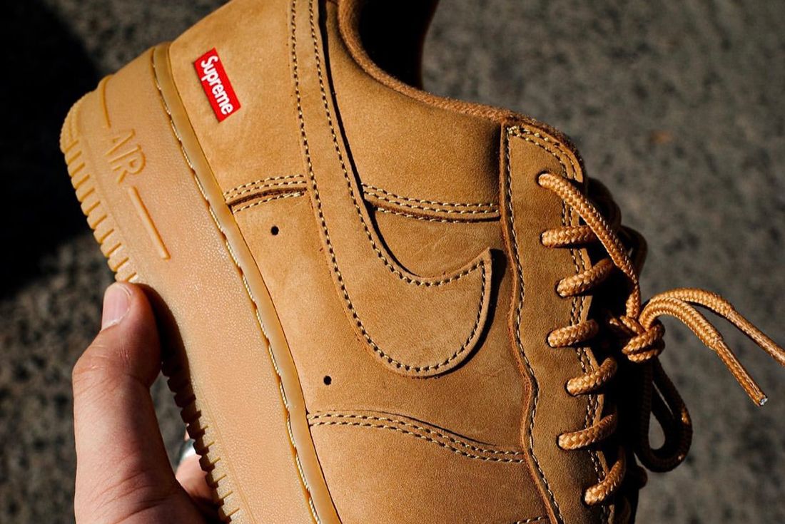 Closely Inspect the Supreme x Nike Air Force 1 'Flax' - Sneaker 