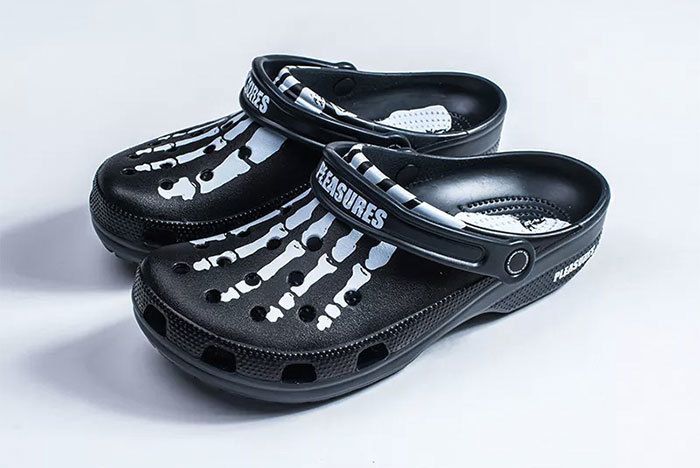 crocs with skeleton feet