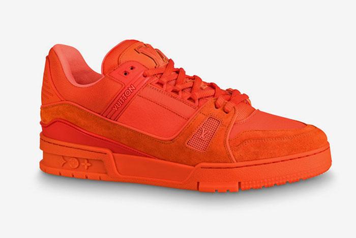 Virgil Abloh Orange Louis Vuitton Sneakers Lateral Side Shot