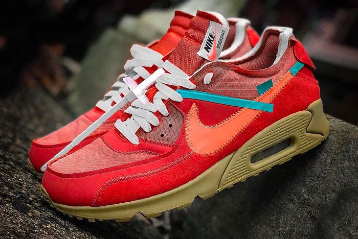 Nike Off White Air Max 90 University Red Left