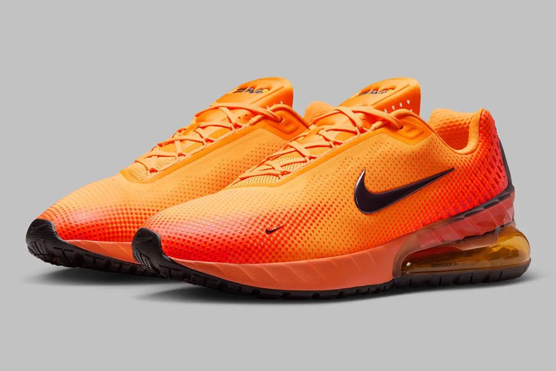 nike air max phoenix orange sneakers on grey background