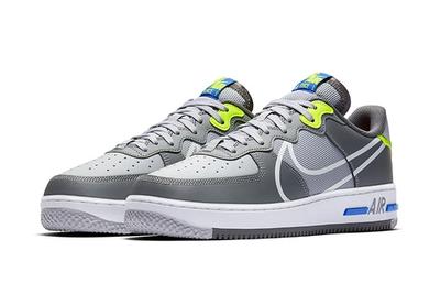 Nike Air Force 1 React Grey Heel Front Angle