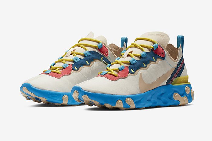 Nike React Element 55 Blue Yellow Peach Release Date Pair