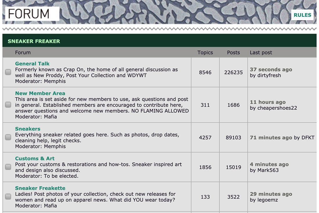 Sneaker Freaker Forum 2009 Screenshot