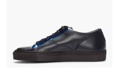 Raf Simons Blk Lthr Rflctive Silver Low Tops Inner Profile 1