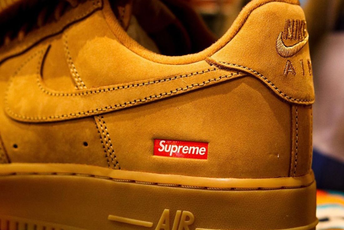 Closely Inspect the Supreme x Nike Air Force 1 'Flax' - Sneaker Freaker